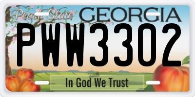 GA license plate PWW3302