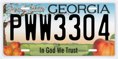 GA license plate PWW3304