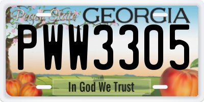 GA license plate PWW3305