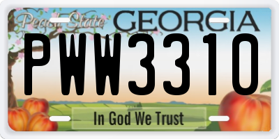 GA license plate PWW3310