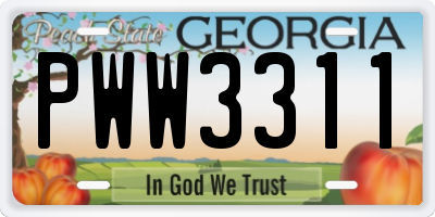 GA license plate PWW3311