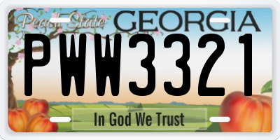 GA license plate PWW3321