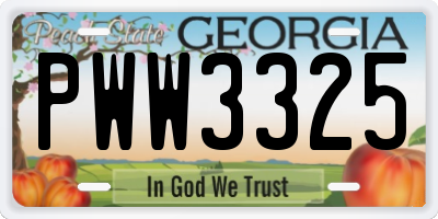 GA license plate PWW3325