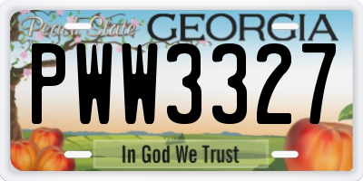 GA license plate PWW3327