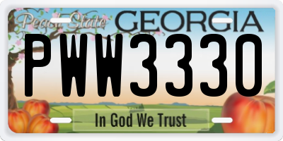 GA license plate PWW3330