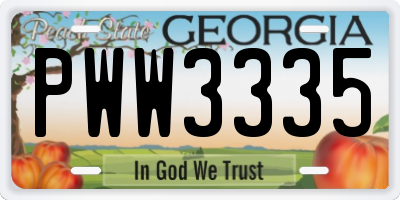 GA license plate PWW3335