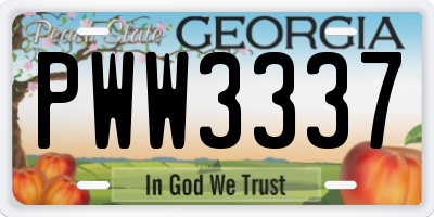 GA license plate PWW3337
