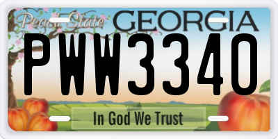 GA license plate PWW3340