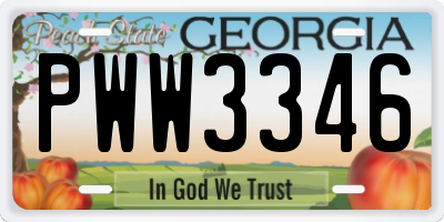 GA license plate PWW3346