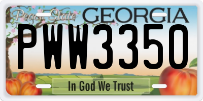 GA license plate PWW3350