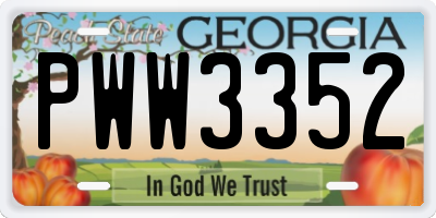 GA license plate PWW3352