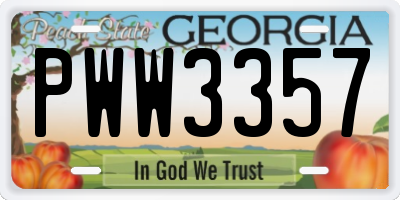 GA license plate PWW3357