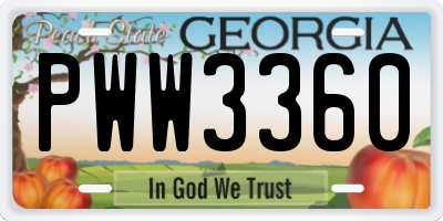 GA license plate PWW3360