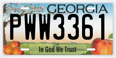 GA license plate PWW3361