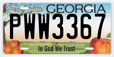 GA license plate PWW3367