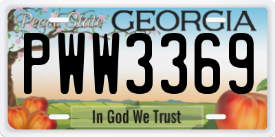 GA license plate PWW3369