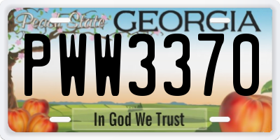 GA license plate PWW3370