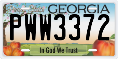 GA license plate PWW3372