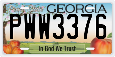 GA license plate PWW3376