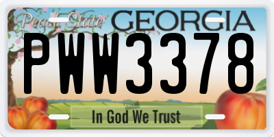 GA license plate PWW3378