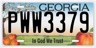 GA license plate PWW3379
