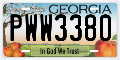 GA license plate PWW3380