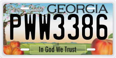 GA license plate PWW3386