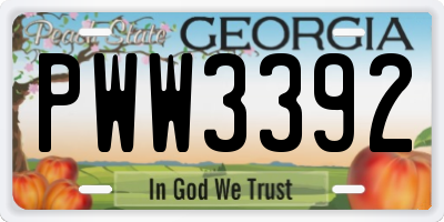 GA license plate PWW3392