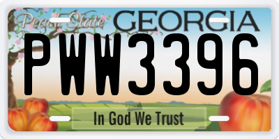 GA license plate PWW3396