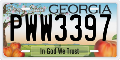 GA license plate PWW3397