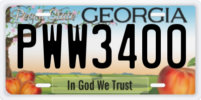 GA license plate PWW3400