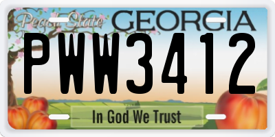GA license plate PWW3412