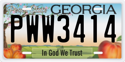 GA license plate PWW3414