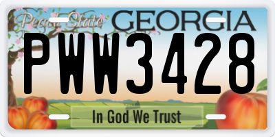 GA license plate PWW3428