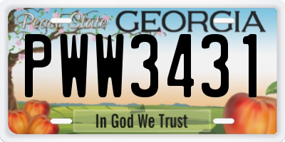 GA license plate PWW3431