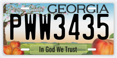 GA license plate PWW3435