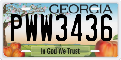 GA license plate PWW3436