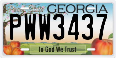 GA license plate PWW3437