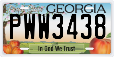 GA license plate PWW3438