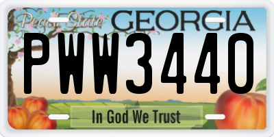 GA license plate PWW3440