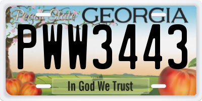 GA license plate PWW3443