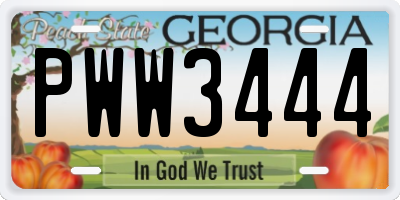 GA license plate PWW3444