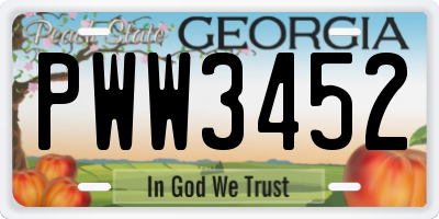 GA license plate PWW3452