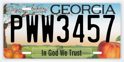 GA license plate PWW3457