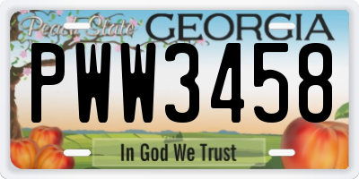 GA license plate PWW3458