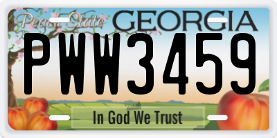 GA license plate PWW3459