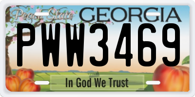 GA license plate PWW3469