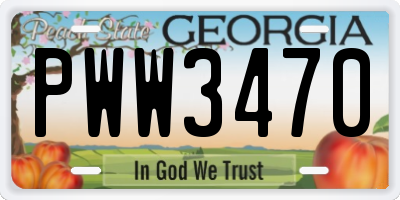 GA license plate PWW3470
