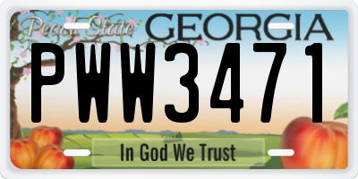 GA license plate PWW3471