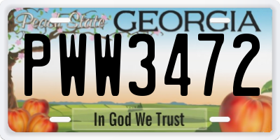 GA license plate PWW3472
